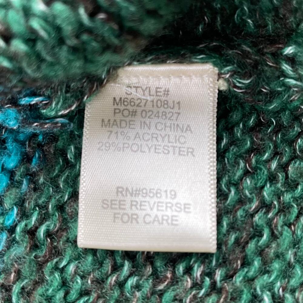y2k JohnPaulRichard Striped Cardigan Sweater Womens L Green Button-Front Duster - Picture 16 of 16